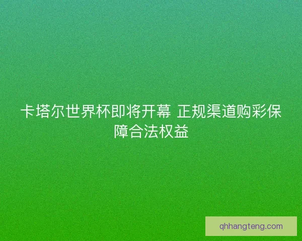 卡塔尔世界杯即将开幕 正规渠道购彩保障合法权益