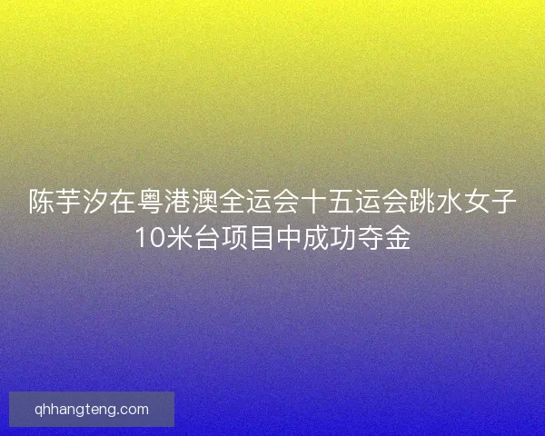 陈芋汐在粤港澳全运会十五运会跳水女子10米台项目中成功夺金